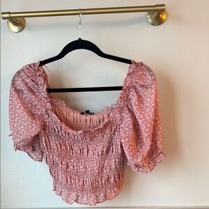 Floral Pink Smocked Women's Top